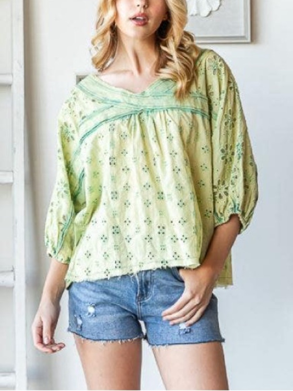 NWT Oli & Hali mineral wash eyelet top